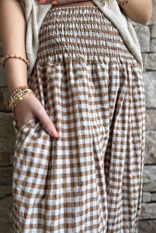 Nonni Gingham Bloomer Pant Hazelnut